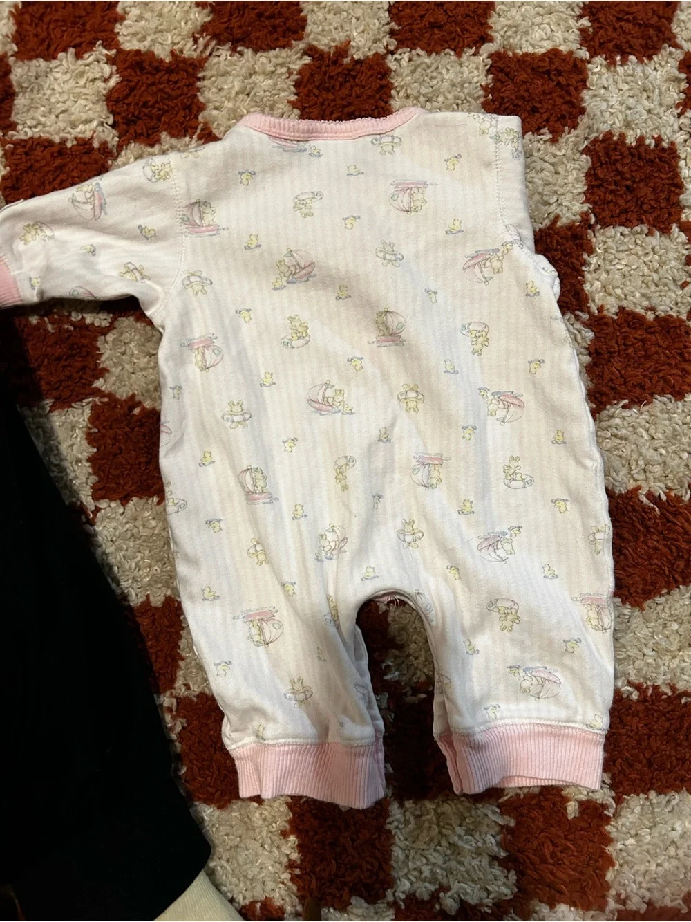 Vintage Little Impressions Pink Trim Baby One-Piece Romper